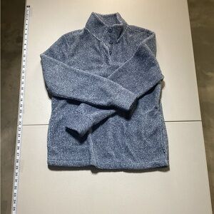 Eddie Bauer Womans Heather Navy Button-Front Turtleneck Sweater